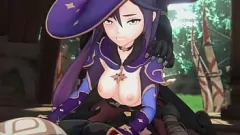 Riproduci L'affascinante maga Mona di Genshin Impact in un incontro intimo hentai 3D