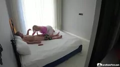 Play Hotel Room Hookup: Blonde Babe Gets Naughty with Tattooed Stud