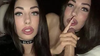 تشغيل اثنين من الهرات سمراء تمتص ديك صهر مع الديك الكبير والجميل