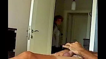 Play The mother sees him with his dick up and goes in on him to fuck her